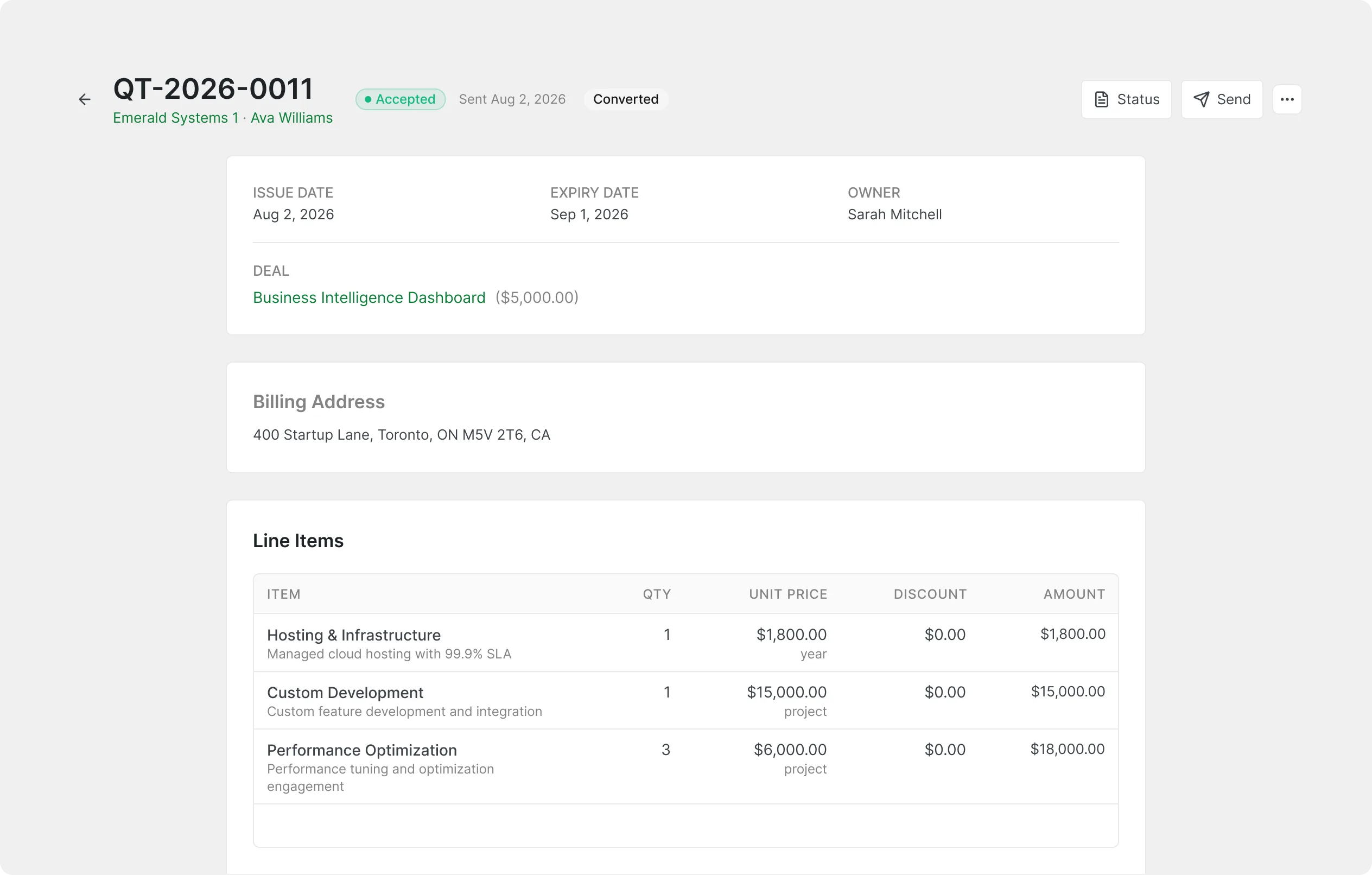 Quotes & Invoices inside the FlyCRM dashboard